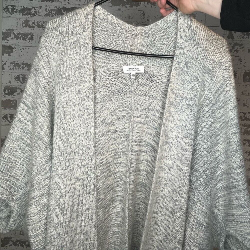 Babaton | women gray wool alpaca mohair blend sweater cardigan